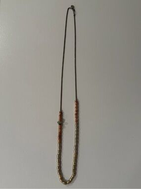 LOFT Tri-Tone Bead Necklace in Copper, Gold & Silver